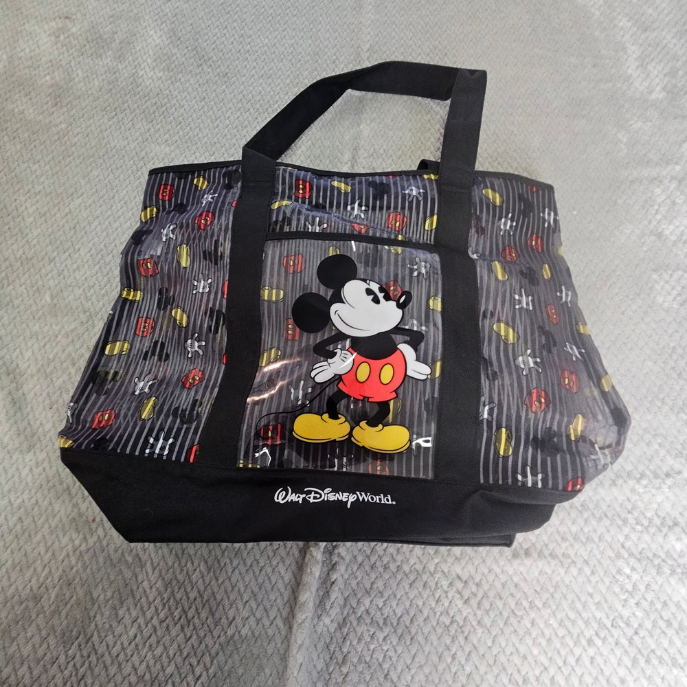 Walt Disney World Parks Mickey Mouse Tote Bag  Black Striped Beach Bag